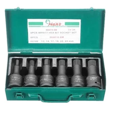 HANS 3/4˝ gépi imbusz dugókulcsfej készlet 6r. SW12-SW24 866016-6M