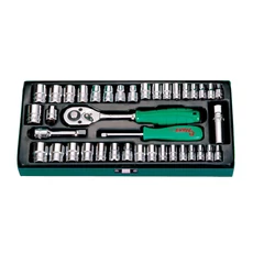 HANS 1/4˝+3/8˝ vegyes dugókulcs készlet 40r. 4-19mm + 3/16˝-3/4˝ 5640MA