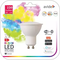 Avide Smart LED izzó, spot, színes+fehér, Wifi+Bluetooth, GU10, 4.9W