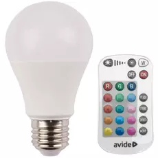 Avide Smart LED izzó távirányítóval, körte, színes+fehér, E27, 9.7W