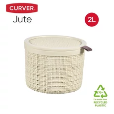 Curver Jute kerek kosár fedéllel, 2L, törtfehér