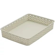 Curver My Style A5 Rattan, műanyag, irodaszer tároló kosár, fehér