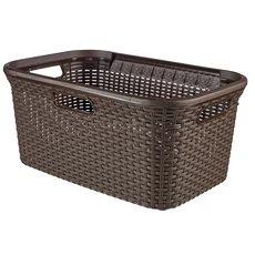 Curver Style rattan hatású ruháskosár 45L, sötétbarna