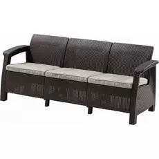 Keter Corfu Love Seat Max műrattan keri kanapé, 3 üléses, barna