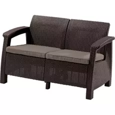 Keter Corfu Love Seat műrattan kerti kanapé, 2 üléses, barna