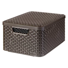 Curver Style rattan hatású kosár fedővel, barna, 18L