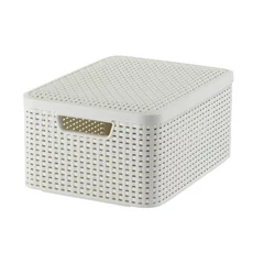 Curver Style rattan hatású kosár fedővel, bézs, 18L
