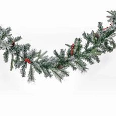 Winter Garland - műfenyő girland magyal és hópermet dekorral, 270 cm