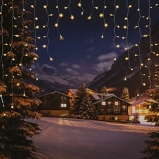 Árkád fényfüggöny, meleg fehér, átlátszó kábel, 220LED, 2x2m