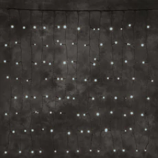 Kontakt fényfüggöny, LED, hideg fehér, fekete kábel, 2x1m