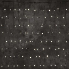 Kontakt fényfüggöny, meleg fehér, fekete kábel, 140LED, 1x2m