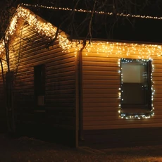 Kontakt jégcsapfüzér, meleg fehér, fekete kábel, 101LED, 3x0.4m