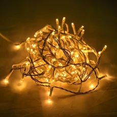 Vezérlős LED fényfüzér, meleg fehér, fehér kábel, 8 programos, 120LED, 6m