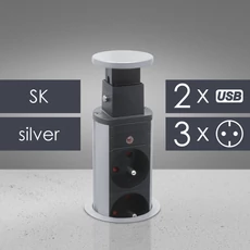Delight rejtett 3-as elosztó, 2db USB, szlovák, ezüst