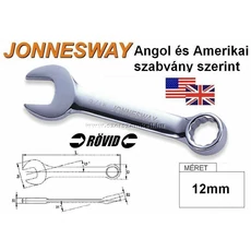 Jonnesway Profi Rövid Csillag-Villáskulcs 12mm