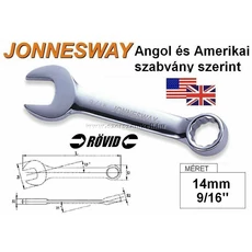 Jonnesway Profi Rövid Csillag-Villáskulcs 14mm