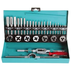 Extol menetfúró menetmetsző klt., fém dobozban; 32db