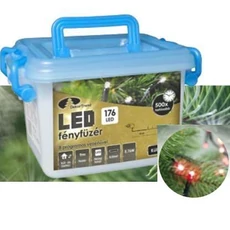 LED karácsonyi kül- és beltéri fényfüzér, piros, 8 programos, 120LED, 6m