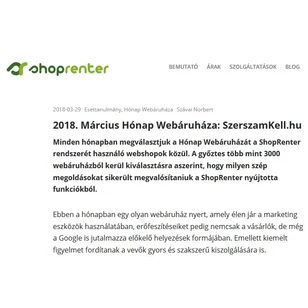 2018. Március Hónap Webáruháza: SzerszamKell.hu