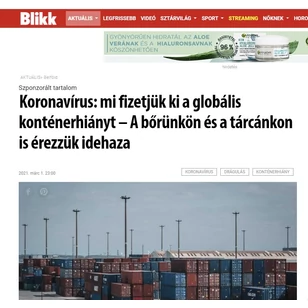 Koronavírus: mi fizetjük ki a globális konténerhiányt – A bőrünkön és a tárcánkon is érezzük idehaza