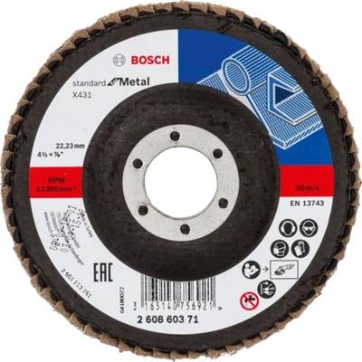 Bosch X431 legyezőtárcsa sarokcsiszolóhoz, fémre, egyenes, üvegszálas, 125mm, P40