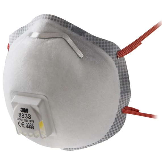 3M 8833 FFP3 R D részecskeszűrő pormaszk, fehér, 10db