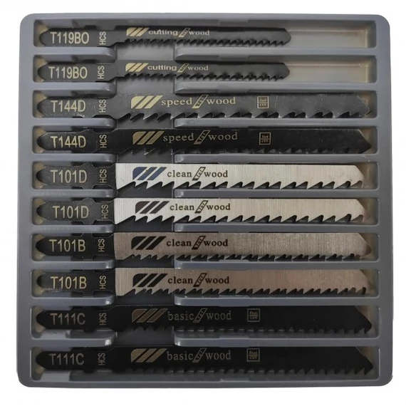 AWTools univerzális dekopírfűrészlap készlet, T-szár, 100mm, 10db