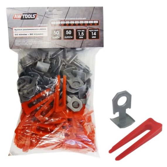 AWTools burkolat szintező készet, 7-14mm, 50+50db