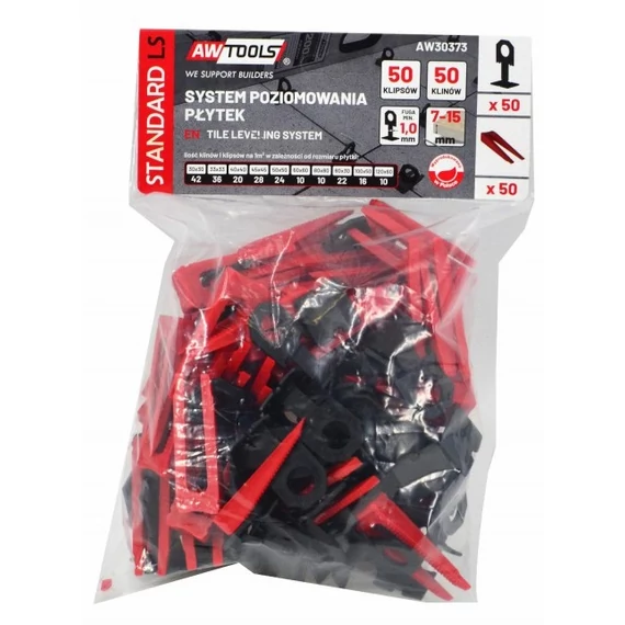 AWTools burkolat szintező készlet, 7-15mm, 1mm, 50+50db