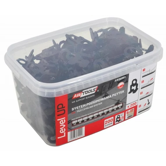AWTools burkolat szintező klipsz, 6-17mm, 2mm, 200db