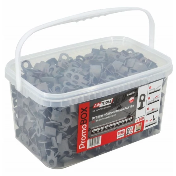 AWTools burkolat szintező klipsz, 7-15mm, 1.5mm, 900db