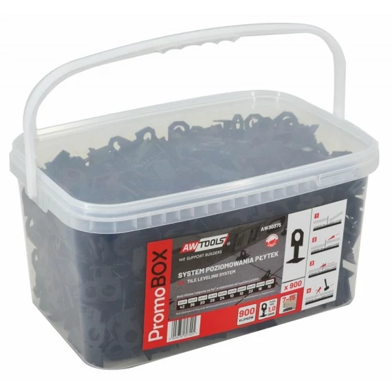 AWTools burkolat szintező klipsz, 7-15mm, 1mm, 900db