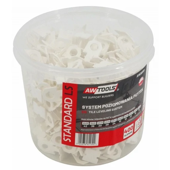 AWTools burkolat szintező klipsz, 7-15mm, 2mm, 400db
