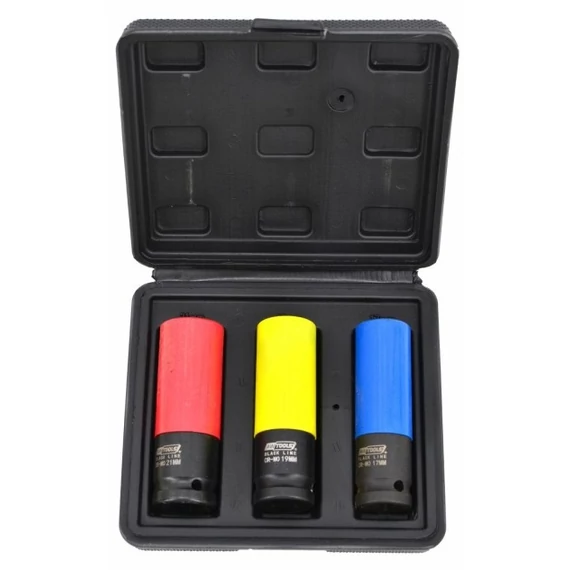 AWTools Black Line gépi dugókulcs készlet, HEX, 1/2&quot;, 17-21mm, 3db