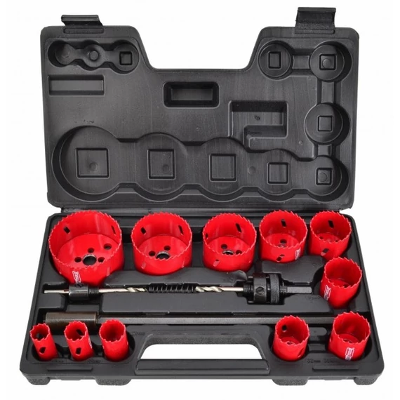 AWTools körkivágó készlet, bimetál, 4-6TPI, 19-76mm, 15 részes