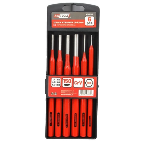 AWTools lyukasztó készlet, 1.5-8mm, 6db