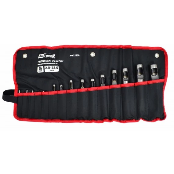 AWTools bőrlyukasztó készlet, 2-22mm, 15db