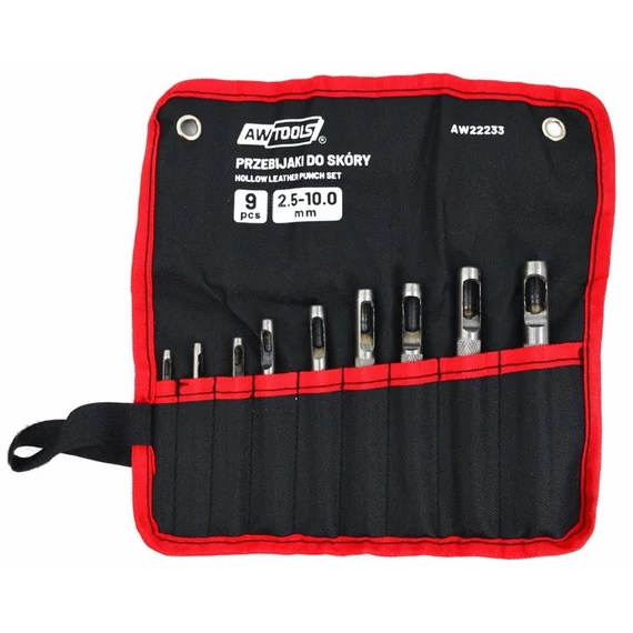 AWTools bőrlyukasztó készlet, 2.5-10mm, 9db