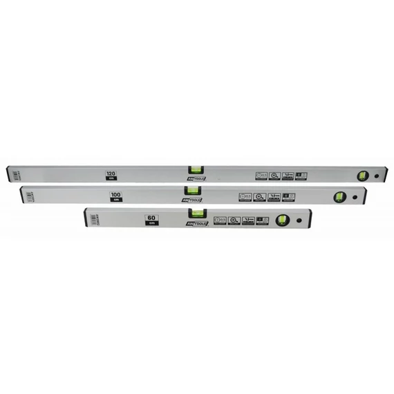 AWTools vízmérték, alumínium, 2 libellás, eloxált, szürke, 60cm