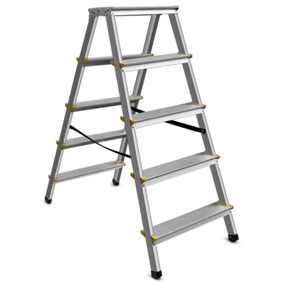 AWTools létra, alumínium, kétágú, 150kg, 5 fokos