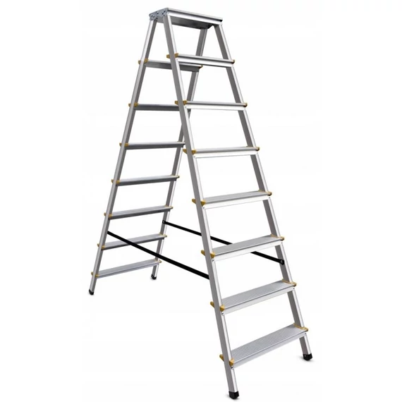 AWTools létra, alumínium, kétágú, 150kg, 8 fokos