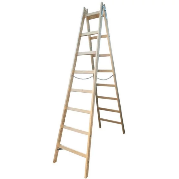 AWTools létra, fa, kétágú, 150kg, 2x8 fok