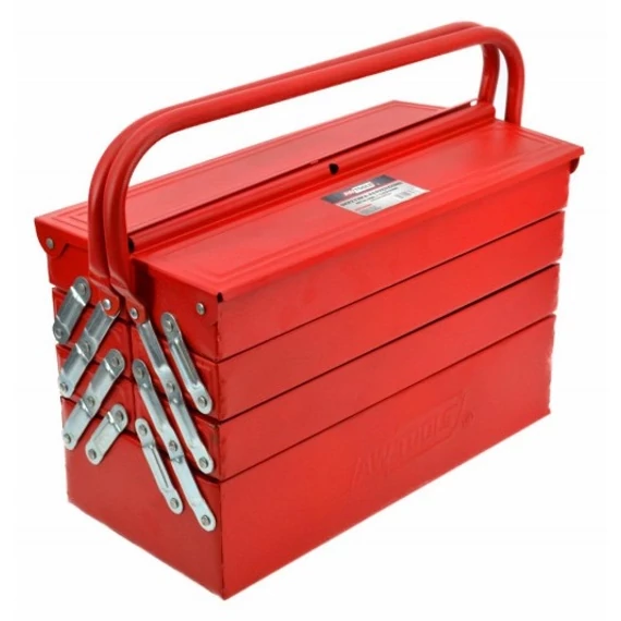 AWTools szerszámosláda, acél, 43x25x20cm, 7 rekesz