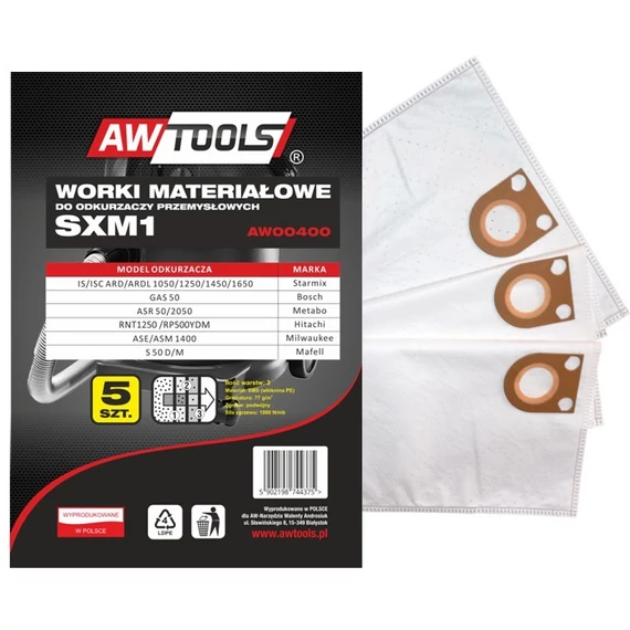 AWTools ipari porszívózsák, SXM1, 5db