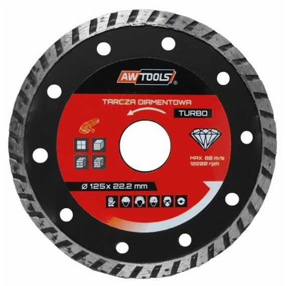AWTools gyémánt vágókorong, turbó, 230x22.2mm