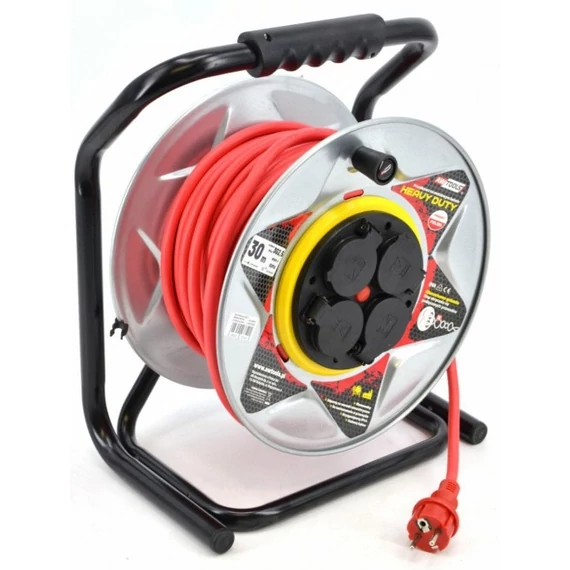 AWTools HD Line hosszabbító kábeldobbal, 230V, 3680W, 16A, 3x2.5mm, 50m, piros