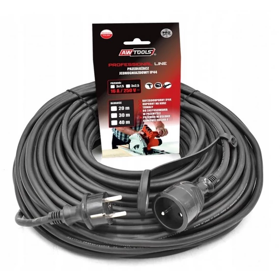 AWTools Pro Line hosszabbító kábel, 230V, 4000W, 16A, 3x2.5mm, 10m