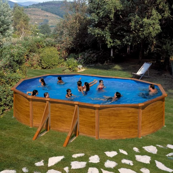Pontaqua Wood fémfalas ovális medence 6.10x3.75x1.20m