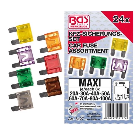 BGS-8127 Biztosíték készlet maxi 24 részes