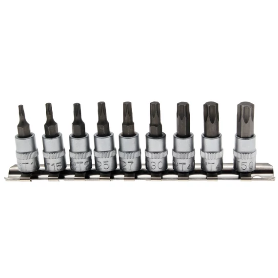 BGS-2164 T-profil behajtófej készlet 6,3mm (1/4") T10- T50, 9 darabos